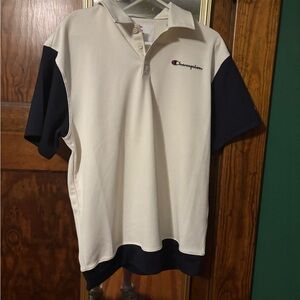 Champion Men’s Cream Polo with Navy Accents